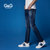 G&G男装新品春季做旧划烂男士牛仔裤蓝色小脚牛仔裤修身牛仔男裤(蓝色 32)第3张高清大图