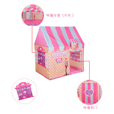 儿童游戏屋公主折叠城堡房子宝宝海洋球池玩具室内小帐篷通道tp2316(粉色甜品屋+爬行垫+50个海洋球)