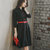 Mistletoe秋季新品气质修身女装通勒OL排扣连衣裙(黑色 XL)第4张高清大图