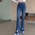 MISS LISA春装新款牛仔裤修身高腰斜扣开叉微喇牛仔裤0201(蓝色 L)第5张高清大图
