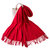 冬季新款女士保暖纯色仿羊绒围巾欧美流苏加长加厚围巾披肩(红色)第5张高清大图