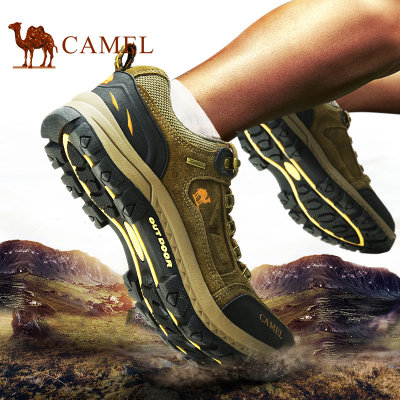 Camel/骆驼户外登山鞋男鞋低帮防滑牛皮户外越野徒步鞋 A632026945/A63303650/A632026925(卡其 A632026945 38)