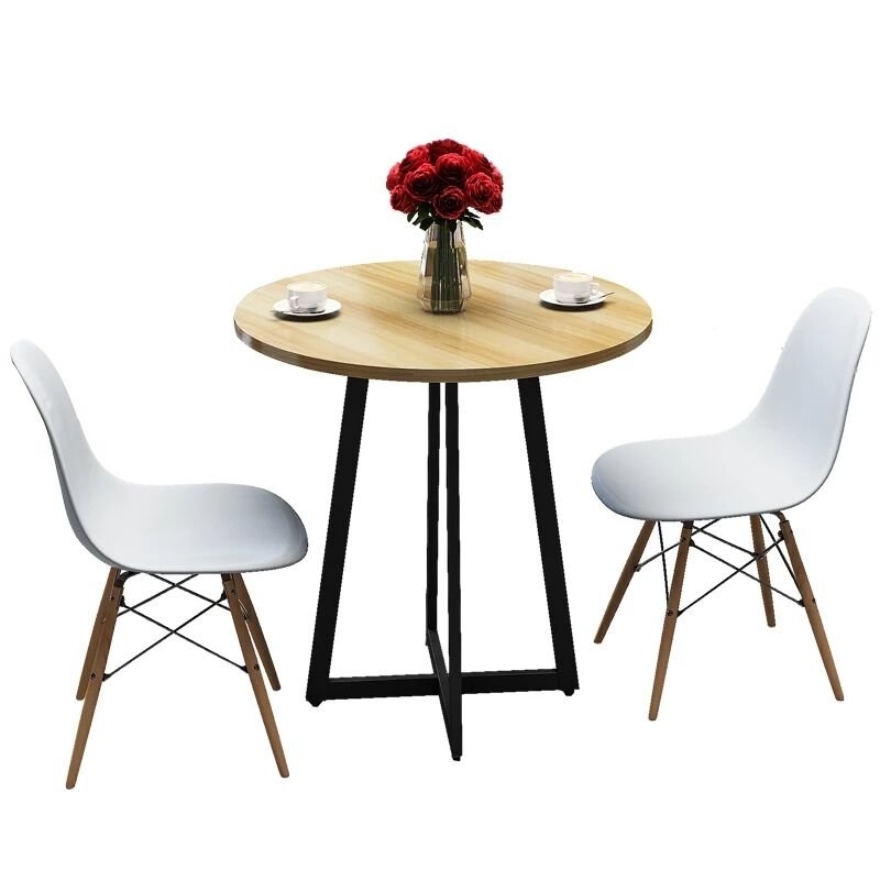 豫见美农 洽谈桌子接待桌椅组合现代简约休闲咖啡桌圆桌小户型餐桌