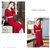 MISS LISA韩版时尚气质中长款V领连衣裙修身大码裙子YWZ8113(红色 XL)第5张高清大图