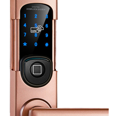 第吉尔 6600-998家用指纹锁智能锁 电子门锁不锈钢锁体防盗门用锁触摸屏 银