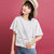 七格格2017夏装新款纯色镂空刺绣设计荷叶袖宽松短款T恤女N582(白色 XL)第3张高清大图