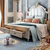 卡富丹 美式床欧式床公主床描金蓝色床1.8双人主卧床MC16L(1.5米床垫（棕垫）)第2张高清大图