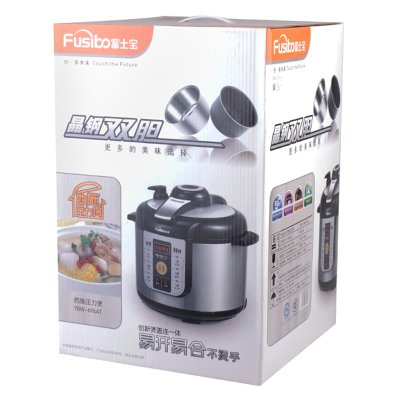富士宝(FUSHIBO)微电脑式电压力煲YBW-616AT具有煮饭、汤、肉/鸡、排骨、粥/牛筋等功能，实现一煲多能