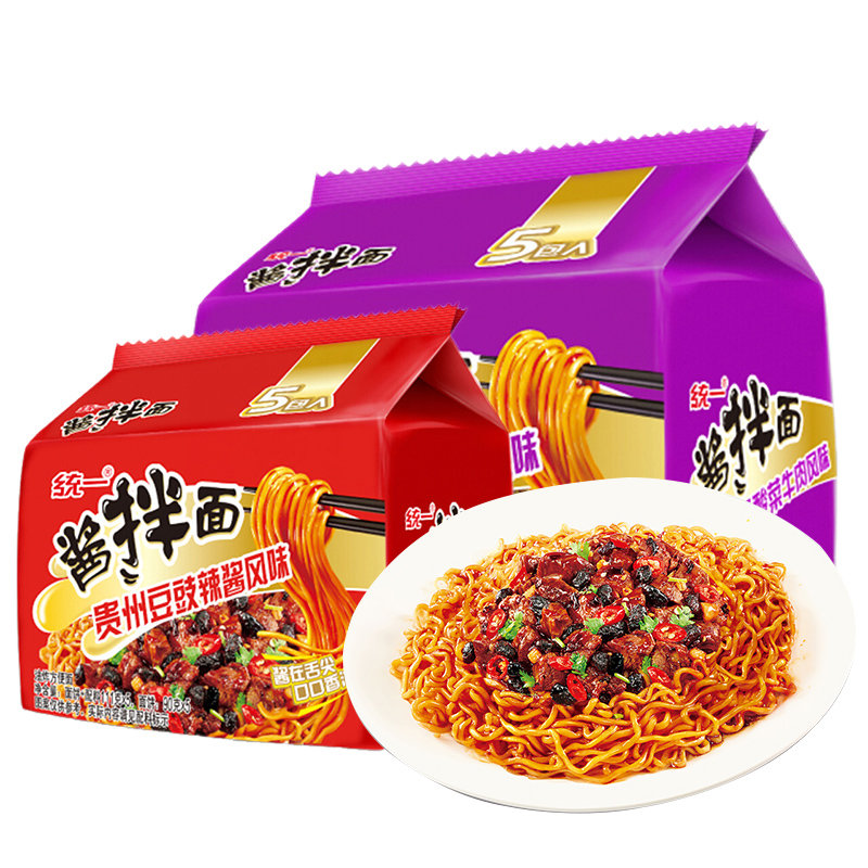 统一酱拌面老坛酸菜贵州豆豉五连包方便面速食泡袋装炸酱面干拌面