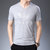 LIDEN AMANI 阿玛尼男士短袖T恤衫棉质V领中青年商务休闲时尚上衣体恤(浅灰色 175/XL)第2张高清大图