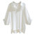 2021春夏新款衬衫女装白色宽松衬衫女简约套头含棉V领蝙蝠袖衬衣(白色 XXXL)第4张高清大图