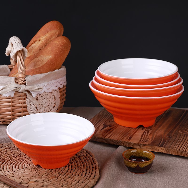 面碗日式汤碗密胺牛肉大碗味千拉面碗面馆商用麻辣烫专用塑料餐具绿白