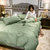 法澜兰卡100%纯棉四件套40S全棉床单被套被罩纯色床上用品4件套(字母-灰绿)第2张高清大图