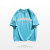 200克纯棉大码女装夏字母印花短袖T恤(湖蓝色 XL)第3张高清大图