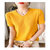 【新款】女士100%纯棉V领卷边针织短袖(亮黄色 S)第3张高清大图