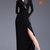 时尚西装领长袖连衣裙修身显瘦秋装2021新款气质长款小黑裙长裙子(黑色 S)第3张高清大图