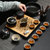 茶杯套装家用简约现代客厅办公室整套黑陶瓷茶壶茶碗日式功夫茶具(螺纹壶(16头茶具))第5张高清大图