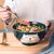 日式汤面碗高脚陶瓷家用创意个性小清新卡通手绘吃面大碗可爱单个(8英寸 绿锦鲤猫[适合拌面 拉面])第5张高清大图