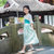 2021新款女童汉服 儿童古装中国风童装夏季短袖连衣裙六一表演服(绿色 120cm)第8张高清大图