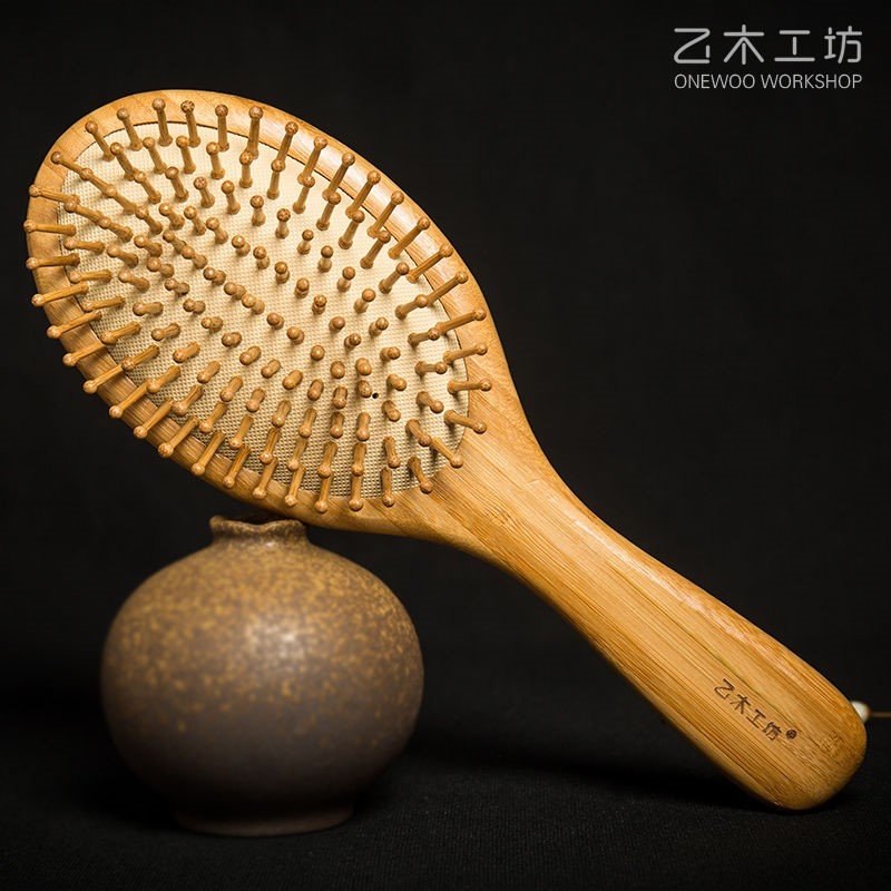 楠竹气囊梳子保健经络气垫头皮按摩梳子木梳子防静电家用直发梳楠竹