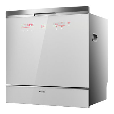 林内(Rinnai) WQD8-AGS 嵌入式洗碗机 钢化玻璃 银 智能控水 独立软水系统