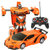 遥控汽车玩具遥控变形汽车人男孩机器人玩具可充电遥控车兰博基尼汽车节日礼物【充电版送配套电池一键变形】(橙色-充电版)第2张高清大图