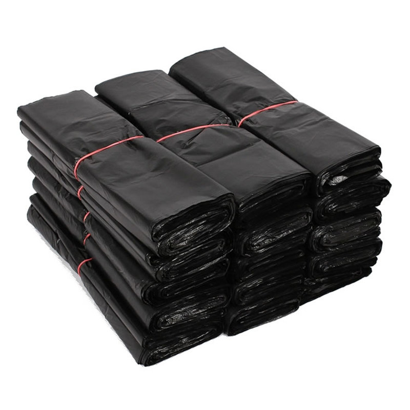 全新料黑色大垃圾袋生活物业酒店宾馆环卫厨房背心平口加厚污物袋手提