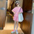 中大童夏季新款女童粉色休闲套装(140cm 粉色)第2张高清大图