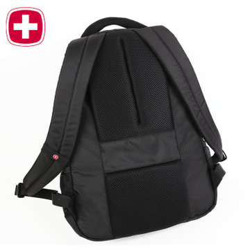 瑞士军刀电脑包双肩背包 男女15.6寸书包 黑色(红色)