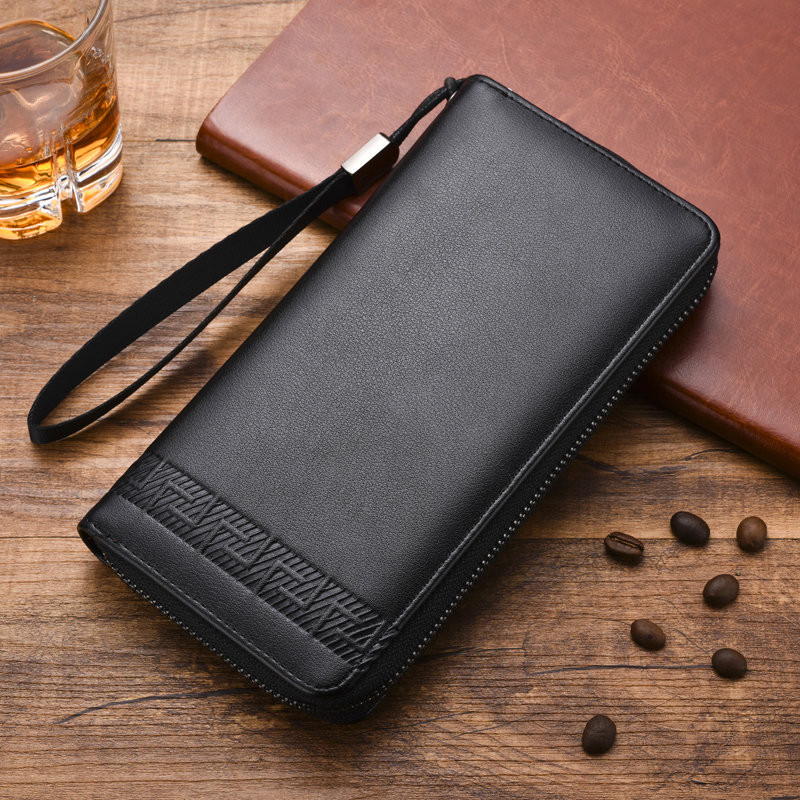 漫石(manshi)实用商务男士钱包 多卡位简约拉链钱夹钱袋(手包 款式b)