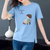 【灵薇雅】夏季韩系100%纯棉小女孩卡通印花宽松圆领短袖T恤衫D7263(天蓝色 XXXL)第2张高清大图