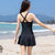 巴洛尼莫 2021时尚泳衣女韩版运动泳装大码显瘦安全裤温泉连体泳衣(黑色 XL)第3张高清大图