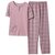 SUNTEK睡衣女夏短袖长裤妈妈夏季薄款中老年人大码套头款家居服套装(3023紫)第5张高清大图