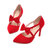 羽陌伦诗 韩版春季新款女鞋尖头磨砂蝴蝶结细跟高跟单鞋 R218(红色 39)第5张高清大图
