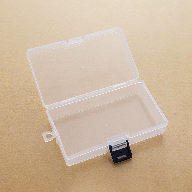 pp透明塑料锁盒无格子小公仔首饰便携零件手帐带手机皮筋收纳盒透明锁