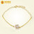 紫金黄金(ZiJin)925银手链可爱猫爪珍珠链镯 猫爪链镯 均码(金色)第5张高清大图