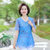 中年妈妈夏季短袖t恤2022年新款40岁洋气小衫阔太太雪纺圆领上衣(蓝色 5XL建议（145-155）斤)第2张高清大图