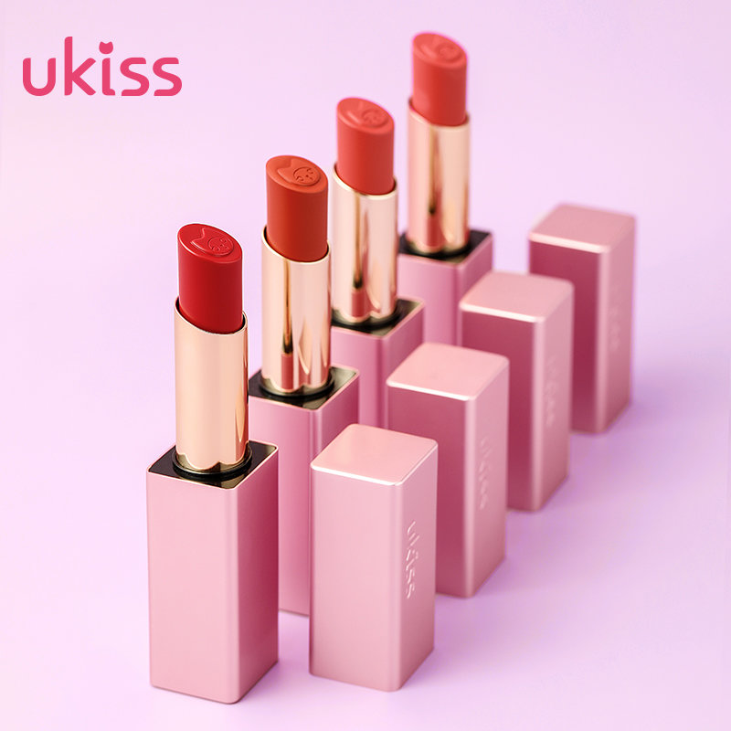 ukiss午夜口红女学生款小众品牌豆沙奶茶色不掉色不沾杯防水3.