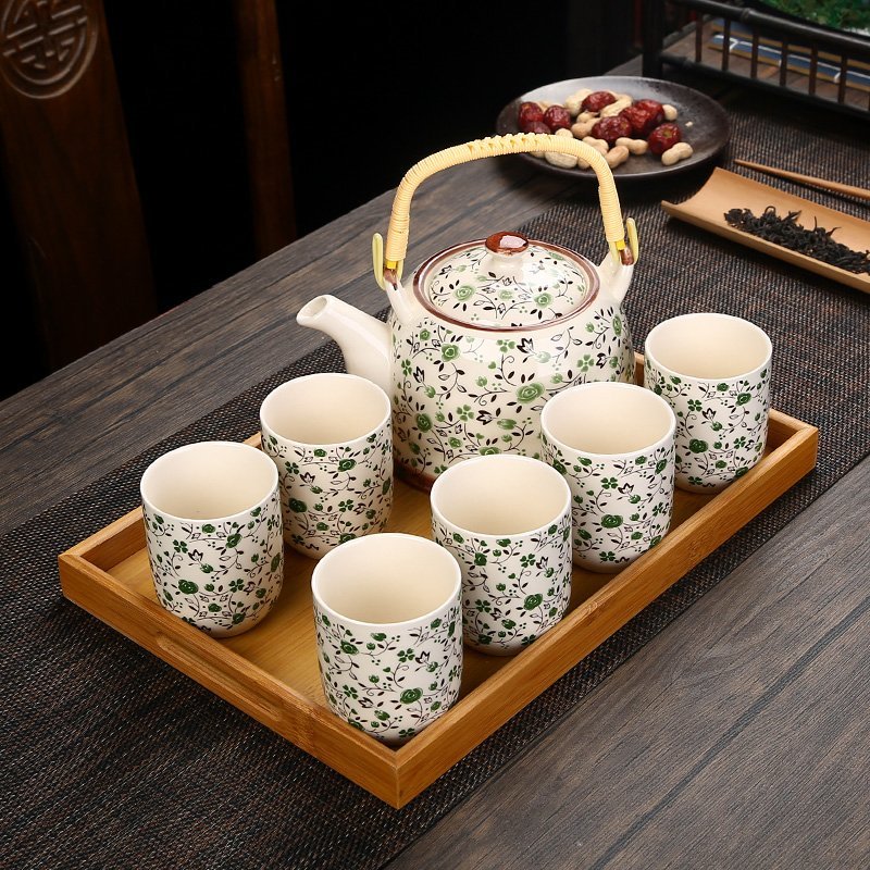 青花复古提梁壶茶具套装陶瓷中式家用泡茶壶茶杯简约开业活动礼品姜