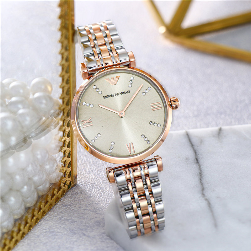 阿玛尼手表女满天星防水钢带手表女镶钻石英手表优雅石英表ar1840ar