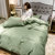 法澜兰卡100%纯棉四件套40S全棉床单被套被罩纯色床上用品4件套(字母-灰绿)第4张高清大图