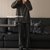 SUNTEKins韩国斑马纹春秋季口袋睡衣男女黑色长袖两件套情侣家居服(斑马纹-女生款)第2张高清大图