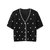 艾米恋v领针织开衫女夏短袖t恤2021年新款小香风短款外搭波点上衣(黑色 M)第2张高清大图