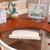 地中海连体书桌 家用环保成人儿童转角电脑桌书架书椅组合书柜(转角书桌)第3张高清大图