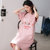 ZHF筑恒丰  纯棉 圆领短袖睡裙B-YJK8522(粉红色 L)第2张高清大图