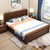 吉木多 橡胶木新中式实木床1.8米双人床1.5主卧室雕花现代中式家具(1.5*2米胡桃色 床+床垫+床头柜*1)第4张高清大图