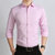 男士长袖衬衫修身商务纯色职业衬衫男(粉红色 M)第3张高清大图