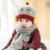 儿童帽子婴儿围巾套装宝宝帽子0-3-6-12个月秋冬毛线女童小孩帽子1-2岁(天蓝色)第5张高清大图