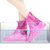 新款防滑耐磨鞋套防污雨雪天男女户外旅游雨鞋学生水鞋套带防水层(325#粉色 M码（37-38鞋码）)第5张高清大图