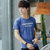 左岸男装圆领短袖T恤韩版修身青少年半袖T恤衫潮(蓝色 4XL)第5张高清大图